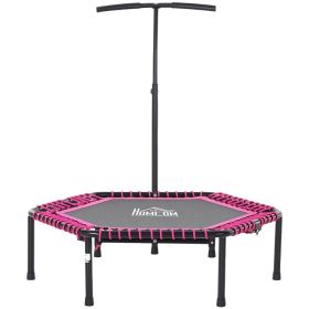 48" Adult Hexagon Rebounder Trampoline Fitness Bungee Jumping Cardio Trainer Outdoor Bouncer Jumper Adjustable Bar Pink (Option: Pink and Black-1090x660x130 mm)