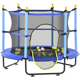 4.6' Trampoline for Kids with Safety Enclosure & Ball Pit, Blue (Option: Blue-1020x320x180 mm)